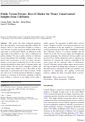 Cover page: Public Versus Private: Does It Matter for Water Conservation? Insights from California