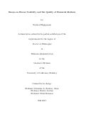 Cover page: Essays on Excess Volatility and the Quality of Financial Markets