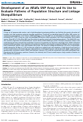 Cover page: Development of an Alfalfa SNP Array and Its Use to Evaluate Patterns of Population Structure and Linkage Disequilibrium