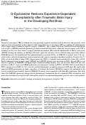 Cover page: D-Cycloserine Restores Experience-Dependent Neuroplasticity after Traumatic Brain Injury in the Developing Rat Brain