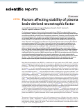 Cover page: Factors affecting stability of plasma brain-derived neurotrophic factor.