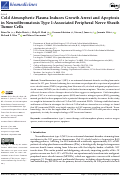 Cover page: Cold Atmospheric Plasma Induces Growth Arrest and Apoptosis in Neurofibromatosis Type 1-Associated Peripheral Nerve Sheath Tumor Cells