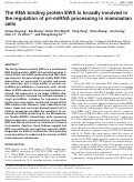 Cover page: The RNA binding protein EWS is broadly involved in the regulation of pri-miRNA processing in mammalian cells