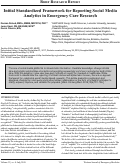 Cover page: Initial Standardized Framework for Reporting Social Media Analytics in Emergency Care Research