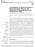 Cover page: A Comparison of Serum and Plasma Blood Collection Tubes for the Integration of Epidemiological and Metabolomics Data