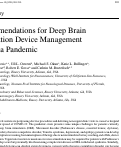 Cover page: Recommendations for Deep Brain Stimulation Device Management During a Pandemic.