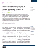 Cover page: Insights into the evolving role of the gut microbiome in nonalcoholic fatty liver disease: rationale and prospects for therapeutic intervention