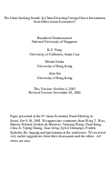 Cover page: The Giant Sucking Sound: Is China Diverting Foreign Direct Investments from Other Asian Economies?