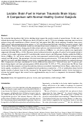 Cover page: Lactate: Brain Fuel in Human Traumatic Brain Injury: A Comparison with Normal Healthy Control Subjects