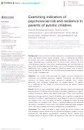 Cover page: Examining indicators of psychosocial risk and resilience in parents of autistic children