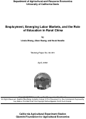 Cover page: Employment, Emerging Labor Markets, and the Role of Education in Rural China