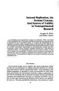 Cover page: Internal Replication and the Systems Concept in Non-Experimental Research