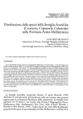 Cover page: Distribuzione delle specie della famiglia Acartiidae (Crustacea, Copepoda, Calanoida) nella Provincia Ponto-Mediterra