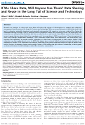 Cover page: If We Share Data, Will Anyone Use Them? Data Sharing and Reuse in the Long Tail of Science and Technology