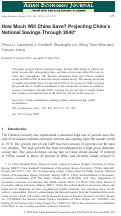 Cover page: How Much Will China Save? Projecting China's National Savings Through 2040*
