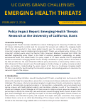 Cover page of Policy Impact Report: Emerging Health Threats Research at the University of California, Davis
