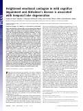 Cover page: Heightened emotional contagion in mild cognitive impairment and Alzheimer’s disease is associated with temporal lobe degeneration