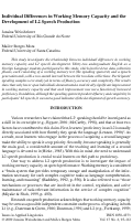 Cover page: Individual Differences in Working Memory Capacity and the Development of L2 Speech Production