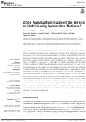 Cover page: Does Aquaculture Support the Needs of Nutritionally Vulnerable Nations?