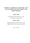 Cover page of ANCIENT CALENDRICAL OBSERVING SITES IN CALIFORNIA’S MOJAVE DESERT AND SIERRA NEVADA, 2nd Edition April 2013