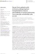 Cover page: Serum from patients with cirrhosis undergoing liver transplantation induces permeability in human pulmonary microvascular endothelial cells ex vivo.