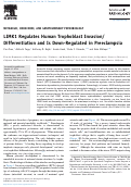 Cover page: LIMK1 regulates human trophoblast invasion/differentiation and is down-regulated in preeclampsia.