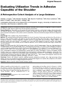 Cover page: Evaluating Utilization Trends in Adhesive Capsulitis of the Shoulder: A Retrospective Cohort Analysis of a Large Database.