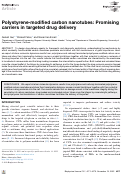 Cover page: Polystyrene-modified carbon nanotubes: Promising carriers in targeted drug delivery.