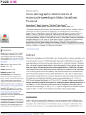 Cover page: Socio-demographic determinants of motorcycle speeding in Maha Sarakham, Thailand.