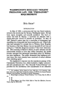 Cover page: Washington's Sexually Violent Predator Law: The "Predatory" Requirement