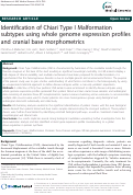 Cover page: Identification of Chiari Type I Malformation subtypes using whole genome expression profiles and cranial base morphometrics.