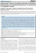 Cover page: Relationship between Knockdown Resistance, Metabolic Detoxification and Organismal Resistance to Pyrethroids in Anopheles sinensis