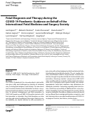 Cover page: Fetal Diagnosis and Therapy during the COVID-19 Pandemic: Guidance on Behalf of the International Fetal Medicine and Surgery Society