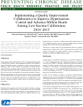 Cover page: Implementing a Quality Improvement Collaborative to Improve Hypertension Control and Advance Million Hearts Among Low-Income Californians, 2014–2015