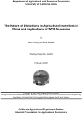 Cover page: The Nature of Distortions to Agricultural Incentives in China and Implications of WTO Accession