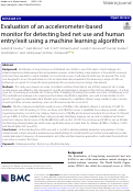 Cover page: Evaluation of an accelerometer-based monitor for detecting bed net use and human entry/exit using a machine learning algorithm