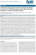 Cover page: A discussion of key values to inform the design and delivery of services for HIV‐affected women and couples attempting pregnancy in resource‐constrained settings