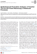 Cover page: Spatiotemporal Fluctuation Analysis: A Powerful Tool for the Future Nanoscopy of Molecular Processes