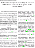 Cover page: Probabilistic solar power forecasting: An economic and technical evaluation of an optimal market bidding strategy