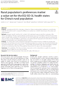 Cover page: Rural population’s preferences matter: a value set for the EQ-5D-3L health states for China’s rural population