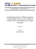 Cover page: Evaluating the Impact of High Occupancy Vehicle (HOV) Lane Access on Plug-In Vehicles (PEVs) Purchasing and Usage in California