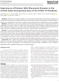 Cover page: Experiences of Patients With Rheumatic Diseases in the United States During Early Days of the COVID‐19 Pandemic