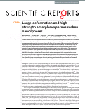 Cover page: Large-deformation and high-strength amorphous porous carbon nanospheres