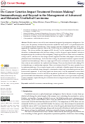 Cover page: Do Cancer Genetics Impact Treatment Decision Making? Immunotherapy and Beyond in the Management of Advanced and Metastatic Urothelial Carcinoma.