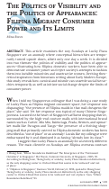 Cover page: The Politics of Visibility and the Politics of Appearances: Filipina Migrant Consumer Power and Its Limits