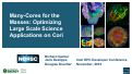 Cover page: Many Cores for the Masses: Lessons Learned from Application Readiness Efforts at NERSC for the Knights Landing based Cori System