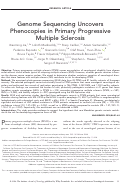 Cover page: Genome sequencing uncovers phenocopies in primary progressive multiple sclerosis.