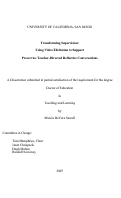 Cover page: Transforming supervision : using video elicitation to support preservice teacher-directed reflective conversations