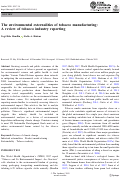 Cover page: The environmental externalities of tobacco manufacturing: A review of tobacco industry reporting