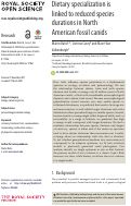 Cover page: Dietary specialization is linked to reduced species durations in North American fossil canids